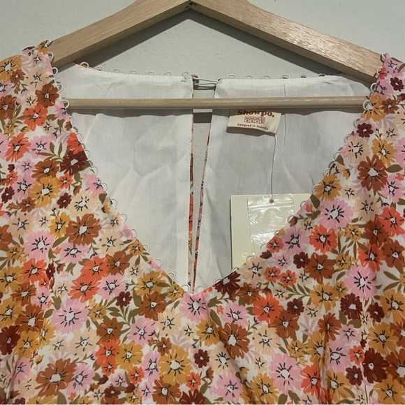 NWT Showpo Andrea Long Sleeve Mini Dress in Sahara Ditsy Pink Floral, Size 14 - Picture 4 of 5